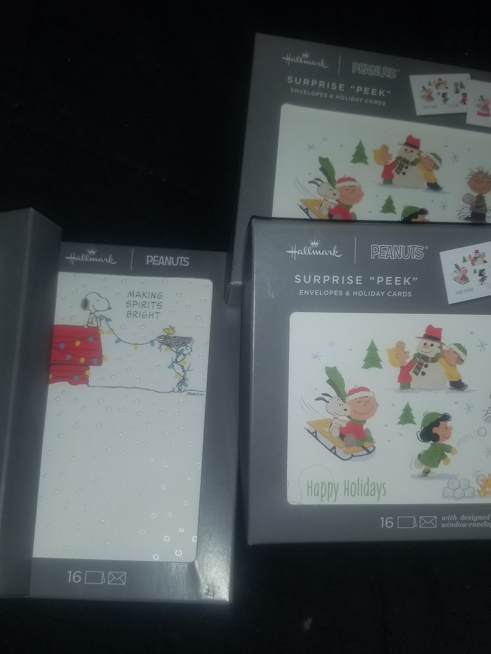 Hallmark Peanuts Holiday Cards - Gray, White & Red Accents
